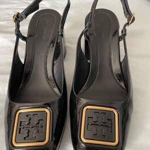 Tory Burch Georgia Bombe Slingback - Black Size 8.5m.